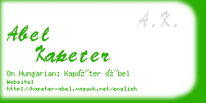 abel kapeter business card